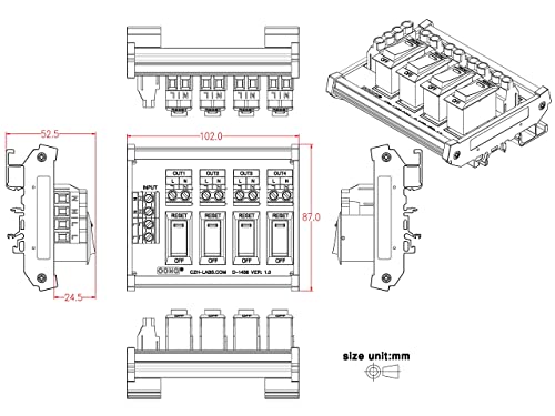 Rocker Switch Thermal Circuit Breaker Overload Protector 4 Channel Power Distribution Module Din Rail Mount #TOP4