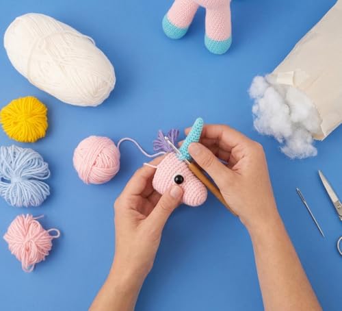 Image of Itsy Bitsy DIY Amigurumi Crochet Kit Whimsy Unicorn | Beginner Friendly Crochet Craft Set | Make Cute Handmade Unicorn Plush Toy | Complete DIY Hobby Gift Box