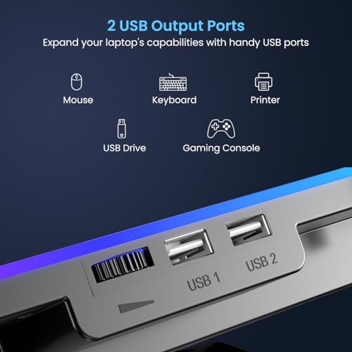 Portronics My Buddy Air Pro Laptop Cooling Pad with 6 Cooling Fans, 5-Level Angle & Height Adjustable, 10 RGB Light Modes, Mobile Stand, USB... - Image 4