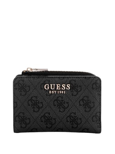 Image of GUESS Laurel Zip Around Card Case, Coal Logo