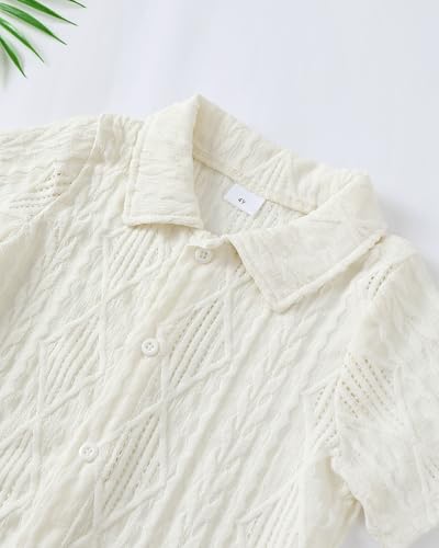 Image of Toddler Boy Clothes Little Kids Summer Outfits Short Sleeve Button Down Shirt Top Shorts Set 2 PCS Boy's Clothing