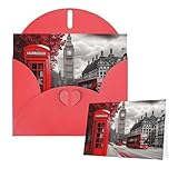 Tarjetas con sobres, tarjetas rojas de London Street en blanco para todas las ocasiones, tarjeta de condolencias en blanco, tarjetas de felicitación de agradecimiento para invitaciones de boda, fiesta