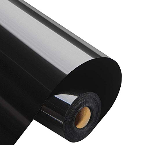 Heat Transfer Vinyl - 12inch x 15feet Roll HTV Vinyl Black for DIY Heat Press Design T-Shirts, Easy to Cut & Weed Iron On Vinyl for Silhouette,Cricut or Heat Press Machine