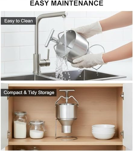 Dispensador manual para hacer donas, prensa de grosor ajustable de 3 L con soporte, extrusora de donas para el hogar, panadería y cocina