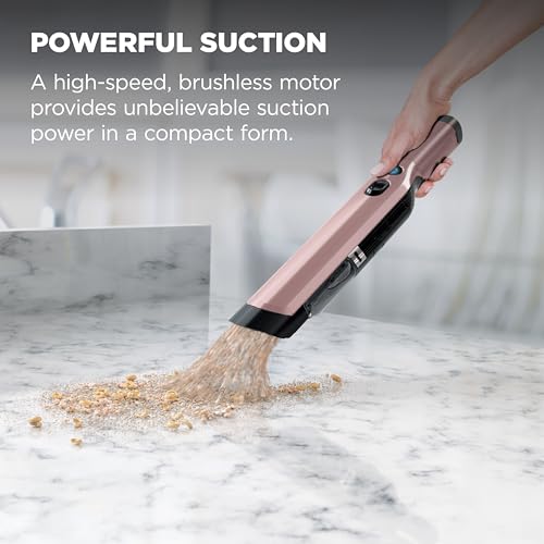 Image of Shark WANDVAC Cordless Hand Vac, Lightweight, Portable at 1.4 lbs., Powerful Suction, Charging Dock, One-Touch Empty for Car & Home, Multi-Surface Pet Tool & Duster Crevice Tool, Rose Gold, WV201RGBRN