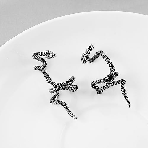 HZMAN Snake Ear Cuff Earrings for Men Women Stainless Steel No Piercing Clip On Cartilage Gothic Punk Snake Animal Earring3