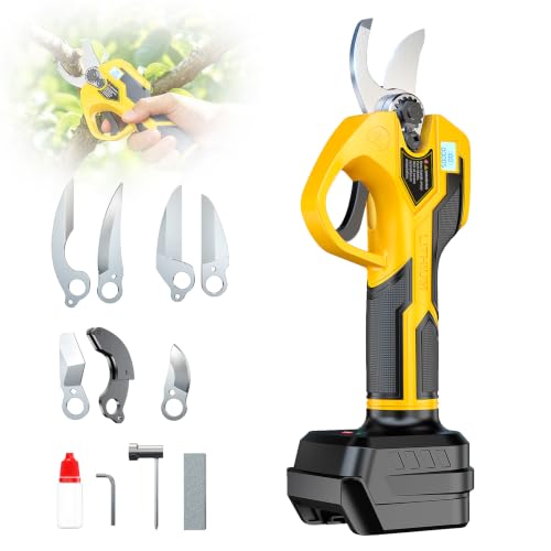 MtiolHig 4-in-1 Electric Pruning Shears Compatible with DeWalt 20V Battery 30mm Cut for Branches & Pipes, 0.5s Response, 2-Speed Trigger, LCD Display, 9 Blades + Whetstone (Tool Only)