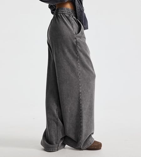 Image of Colorful world Mens Sweatpants Acid Washed Elastic Waist Drawstring Sweat Pants Cotton Baggy Streetwear Pant with Pockets
