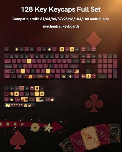Image of PBT Keycaps for Mechanical Keyboard, 128 Keys Dye-Sublimation MOA Profile Keyboard Keycaps for Cherry Gateron MX Switches Mechanical Keyboards, Red & Black