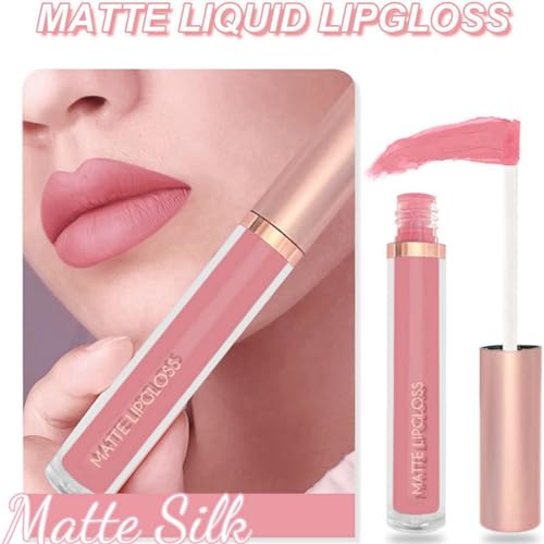 3PCS Nude Matte Lipstick Set,Matte Liquid Lipstick,Pink Lip Gloss Set,Long Lasting Non Stick Cup Liquid Lipsticks,Waterproof Nude Lip Gloss,Moisturizing Lip Liner Set,Smooth Pink Lip Liner for Women - Image 7