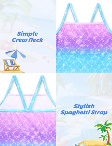 Image of Girls Rash Guard Swimsuit 3 Pieces Long Sleeve UPF50+ Quick Dry Bathing Suit for Toddler 3-12Y