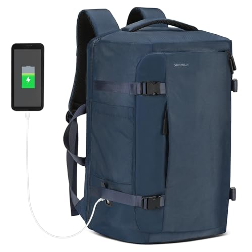 Image of 40L Travel Backpack for 17.3 Inch Laptop TSA Friendly USB-A Blue