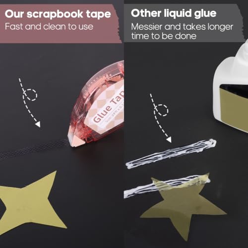 Image of Secopad Scrapbook Tape, 0.3IN x 39FT Double Sided Tape Roller for Crafts, Adhesive Glue Runner Scrapbooking Supplies Journaling School Office Supplies for Kids and Adults, 8 Pack, Light-Color Shell