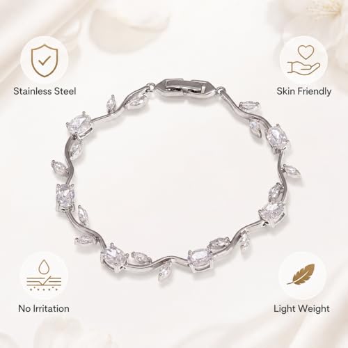 Image of Shining Diva Fashion Tulip Bracelet for Women, Floral Crystal, Anti Tarnish Jewellery Stylish Bracelet Gifts for Girls