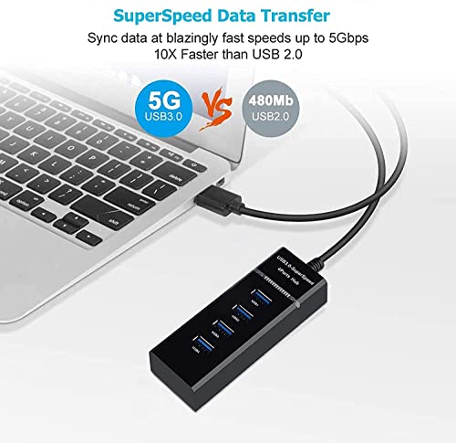 Image of ABSTXUOR 4 in 1 Portable USB C Hub (Type-C to 4 USB-A Ports) with Aluminum Shell, USB Port Hub 3.0 Compatible for PC, Tablet, and Smartphone u-1 (USB-HUB)