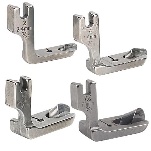Pie de Prensador de Dobladillo Enrollado, 4 Piezas Máquina de Coser 4 Piezas Accesorios de Pie Prensatelas para Hacer Dladillo Recta Industrial Industrial Dobladillo Acero Inoxidable