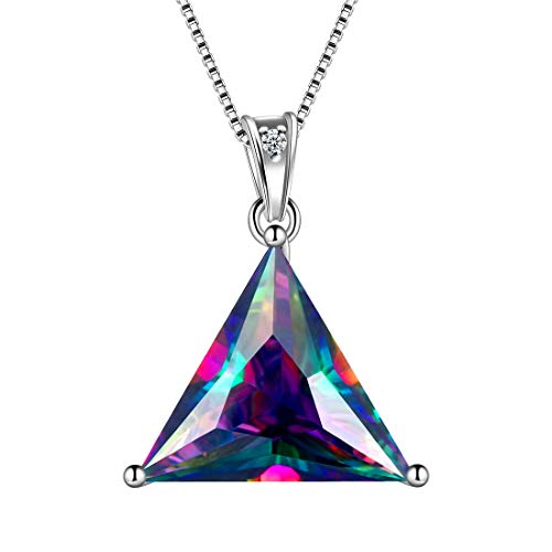 Aurora Tears Driehoek Kettingen/Oorknopjes Mystic Rainbow Topaz 925 Sterling Sliver Geometrische Minimalistische Hanger/Oorringen Sieraden voor Mannen en Vrouwen, Kristal, Topaas