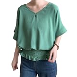 [7-livehouse] ブラウス レディース 半袖 シャツ カットソー トップス 春 夏 tシャツ 無地 Vネック おしゃれ ドルマン袖 大きいサイズ ゆったり 体型カバー 着痩せ きれいめ 着回し力 通勤 カジュアル