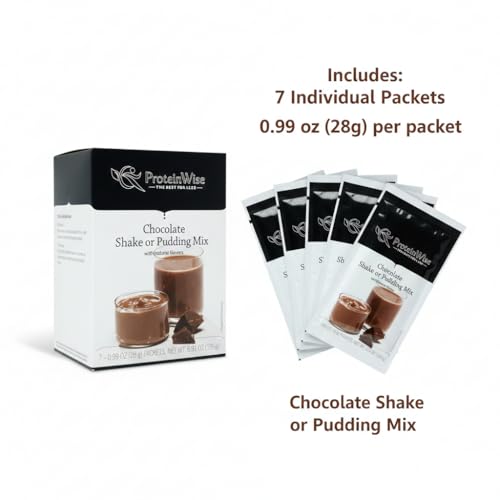 Image of PROTEINWISE Milk Chocolate Shake or Pudding, High Protein, Weight Loss Friendly, Low Carb, Health Snack, Bariatric and Diabetic Friendly, 7 /Box