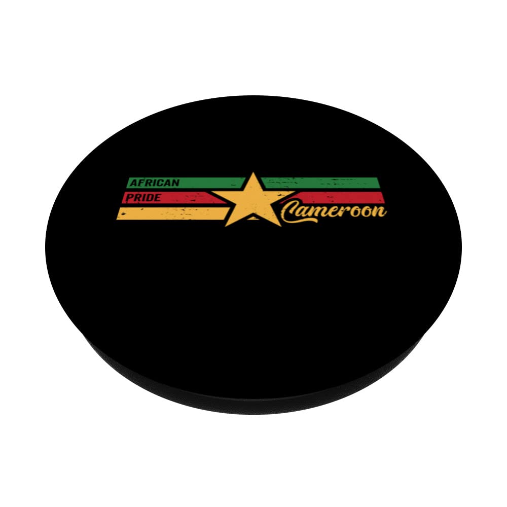 Cameroon Cameroun lover and supporter african pride PopSockets Swappable PopGrip, Black - Image 2