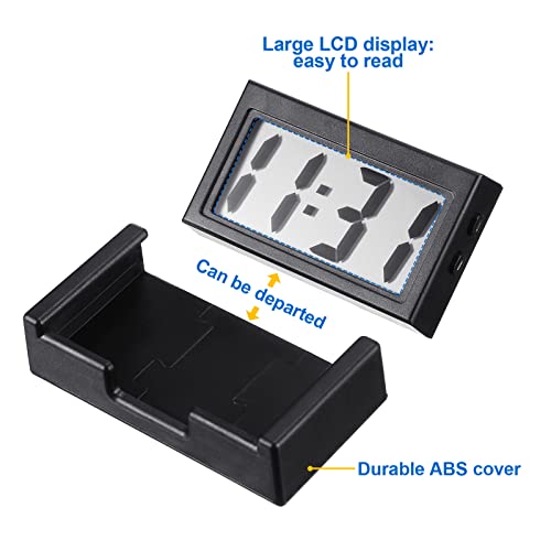Image of Frienda 24 Pieces Mini Digital Clock Small Digital Clock Stick on Battery Operated Self Adhesive Bracket for Car Dashboard Fridge (Black)