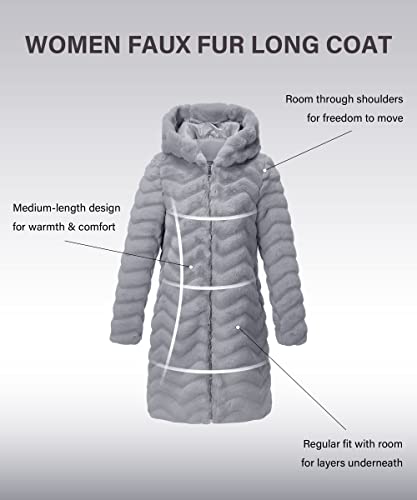 Risissida Long Faux Fur Coat For Women Fur Jacket With Hood Fuzzy Fleece Winter Fall Spring, Plus Size Oversized Thermal Wool Shearling Warm Fluffy Furry Overcoat Zip Up Outerwear Grey 120757 Xx-L #TOP4