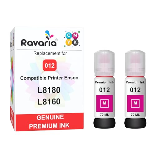 Image of 012 Compatible Refill Ink for Epson L8180 / L8160 Printer Compatible Ink Bottle for Epson 012 Ink Magenta 70ml Ink Bottle (012 Ink Magenta 2 Pcs)
