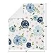Sweet Jojo Designs Navy Blue and Pink Watercolor Floral Baby Girl Receiving Security Swaddle Blanket for Newborn or Toddler Nursery Car Seat Stroller Soft Minky - Blush Green White Shabby Chic Flower