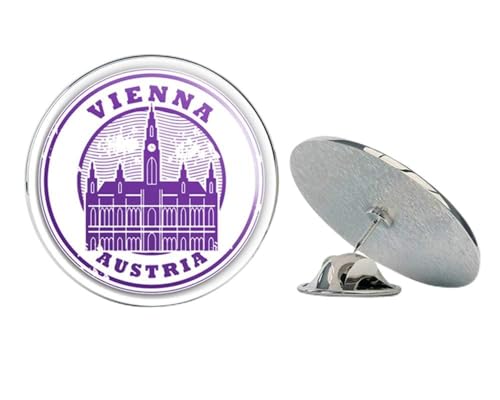 Vienna City Austria Grunge Rubber Stamp Round Metal 0.75