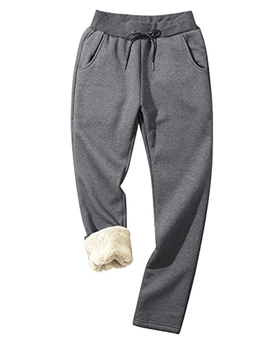Flygo Womens Sherpa Lined Athletic Sweatpants Winter Active Joggers Fleece Pants(02 Grey-Xl) #TOP20