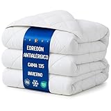 Amazinggirl Edredon para Cama 135 Relleno nórdico Invierno 155 x 220 cm Edredones nórdico para Camas Edredón Acolchado Colcha de Microfibra Conjunto: Edredón Blanco con Almohada 40X80 Oeko-Tex