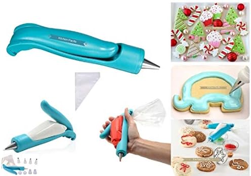 Kitchen Pacific 2 Cake Decorating Big and Small Different Tips-X4 Icing bagX 2 Coupler, Stainless Steel Piping/Dispenser Nozzles Pen Set, Plastic