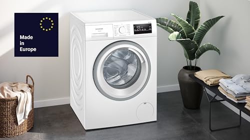 Siemens WM14N12A Waschmaschine iQ300, Frontlader mit 9 kg Fassungsvermögen, 60 cm, 1400 UpM, speedPack L, smartFinish, Outdoor-Programm, LED-Display, Weiß