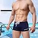 Men's Swim for Boxer Briefs – Quick-Dry Stretch Nylon/Spandex Beach Swim Shorts, Breathable Swimming Trunks for Men, Front Cross Design, S/M/L/XL/XXL(Navy Blue)(S)