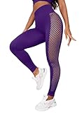 Sexy Yoga Leggings for Women High Waist Seamless Workout Leggings Gym Butt Lift Yoga Pants (Purple,L,Large)