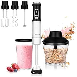 Zeegma Handy Chef 5-in-1 Staafmixer Set – 1500W Krachtige Motor, Inclusief Blend- en Klopopzetstukken, BPA-vrij, ThermoFuse Bescherming, LED Verlichting