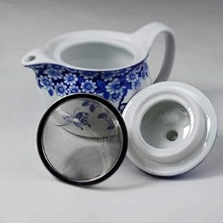 Yxhupot Théière 350 m en porcelaine bleue en acier inoxydable avec infuseur à thé