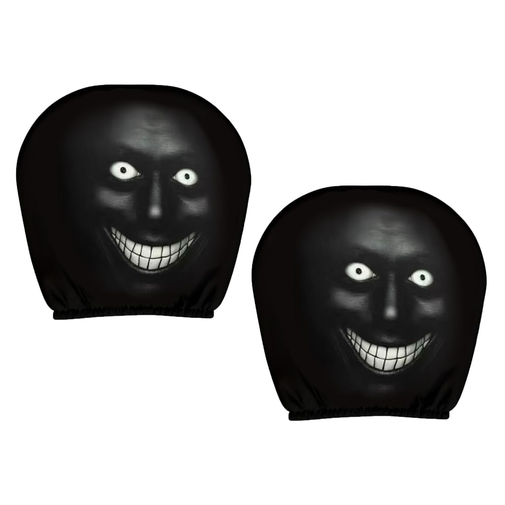 Elnwnnkc Funny Car Headrest Covers with Big Eye & Grinning Face Soft Breathable Polyester Covers General for Most