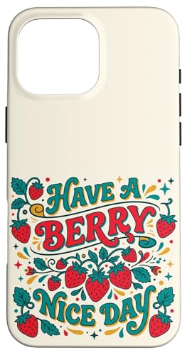 Have A Berry Nice Day Retro Strawberry Groovy Aesthetic �X�}�z�P�[�X iPhone 16 Pro Max �p