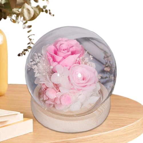 Flores bajo cúpula de, decoración romántica para Esposa, Amigos, Fiesta de Vacaciones, con diseño de Flores preservadas, exhibición de Flores para Siempre, Aspecto Elegante para