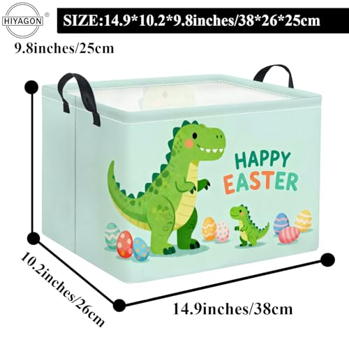 Image of Rectangular Easter Basket Baby Girl Basket Fabric Storage Bin Organizer Box Room Decor(Easter Dinosaur)