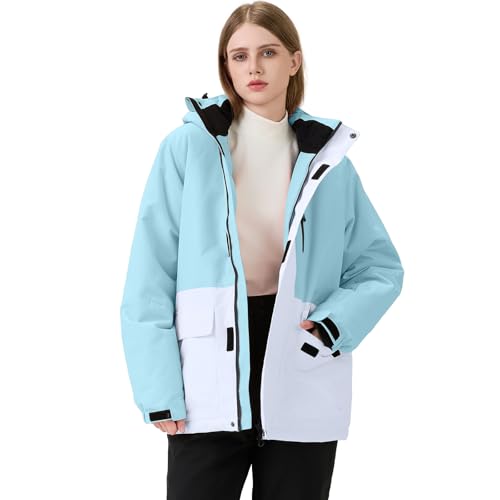 RIUIYELE Women's Ski Jackets and Pants Set Waterproof Insulated Snowsuit Winter Warm Skisuit Fashion Snowboarding Snow Coat (Bule+Black,XXL) - Thumbnail 2