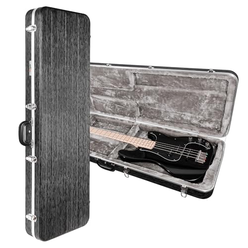 Gearlux Deluxe ABS Bass Guitar Case Fits Fender Precision/Jazz Bass and More with Exterior Lock and Key Interior Accessory Compartment and Plush Interior Padding