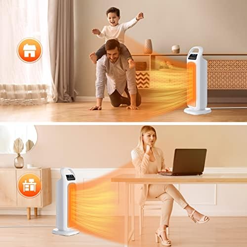 Electric Heater, 2000W PTC Space Heaters for Home Thermostat & Overheat Protection Ceramic Heater 3 Mode LED Display Reservation/Timer 60° Oscillation Energy Saving Remote Control