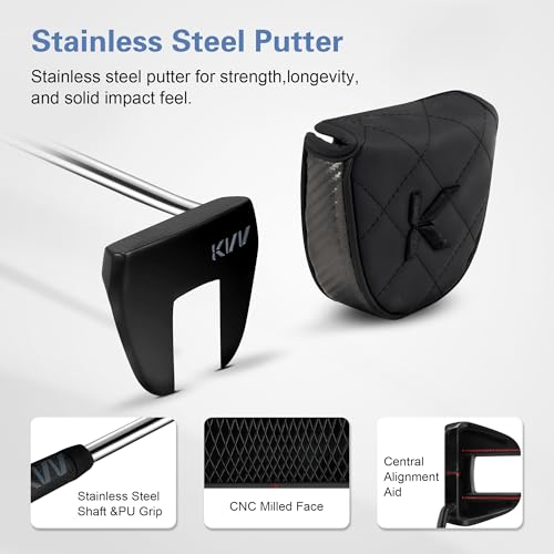 Image of KVV Men's Right Handed Premium Golf Set, 45 inch Titanium Driver, Fits 5'7 inch-6'2 inch, Bag Not Included