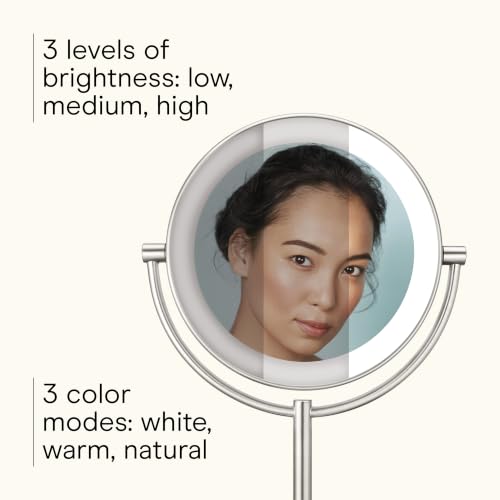 Conair LED Vanity Mirror, Double-Sided, 10x Magnification, Satin Nickel - image 4