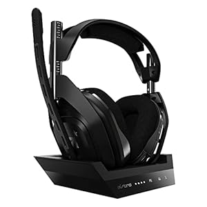 ASTRO Gaming A50, Wireless Gaming-Headset mit Ladestation, Dolby Audio, Game/Voice Balance Control, 2,4 GHz Kabellos, 9m Reichweite, für PS5, PS4, PC, Mac – Schwarz/Silber