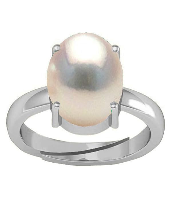 7.25 Ratti 6.00 Carat South Sea Pearl Natural Pearl Gemstone Silver Plated Original Certified Moti Adjustable Astrological Ashtadhatu Ring for Men and Women-image-32