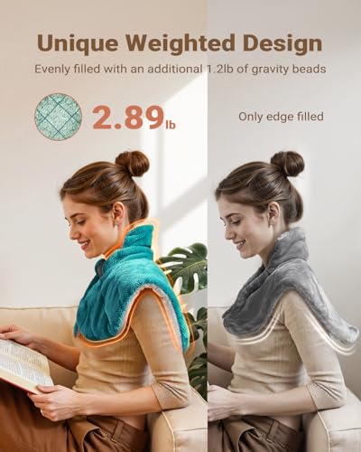 iDOO Graphene-Infused Heating Pad for Neck Shoulders and Back, Valentines Day Gifts for Her Him, Birthday Gifts for Women Men Elderly, FSA Eligible Items Only List, Weighted Heat Pads for Pain Relief - Image 4
