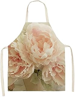 Msltely Devlop fartuch fartuch różowa róża kwiat wzór kuchnia fartuch bez rękawów bawełna len fartuch gospodarstwo domowe pani przeciwporostowe czyszczenie fartuch kuchenny (kolor: 014, rozmiar: 47 x 38 cm rozmiar dziecięcy)